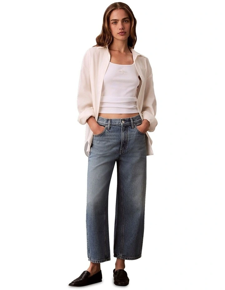 High Rise Denim Culotte in Blue image 1