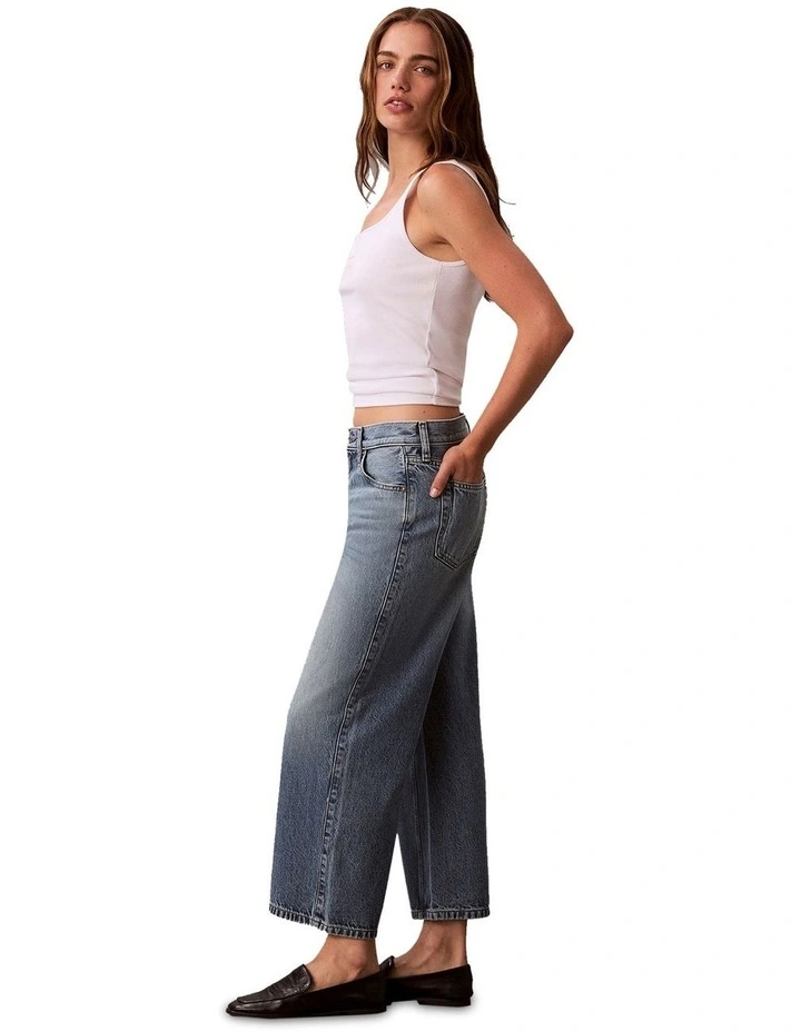 High Rise Denim Culotte in Blue image 3