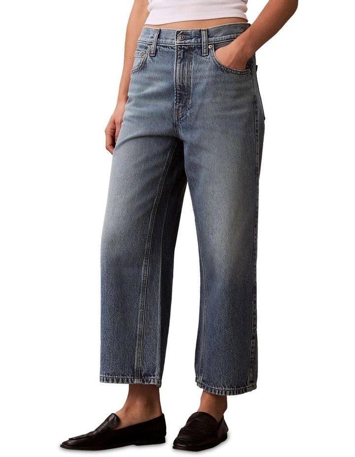 High Rise Denim Culotte in Blue image 4