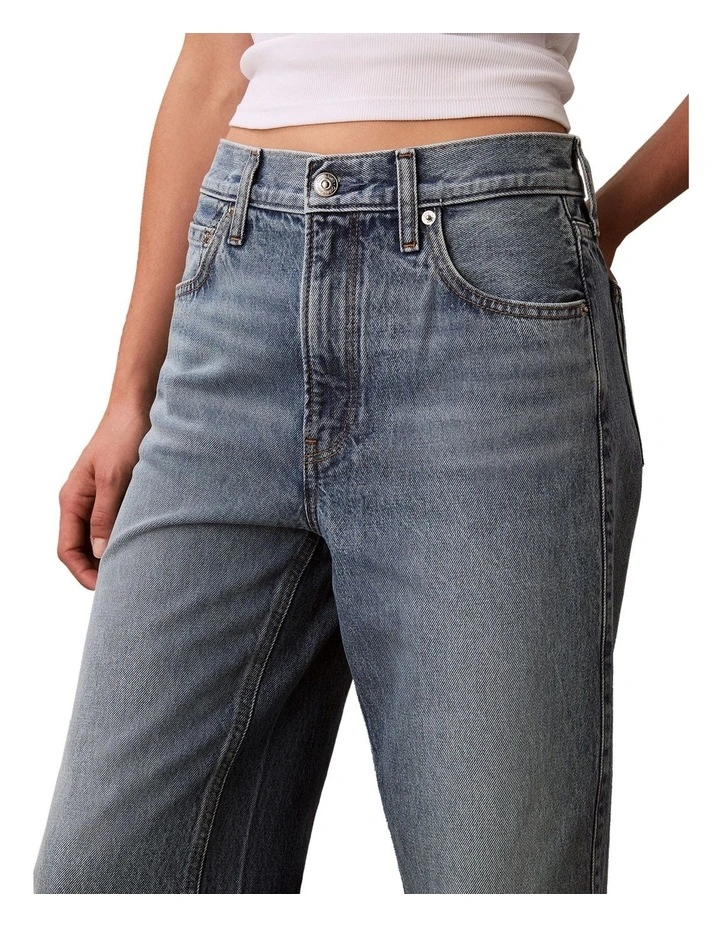 High Rise Denim Culotte in Blue image 5