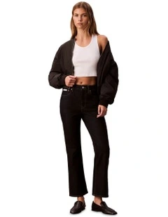 High Rise Crop Flare Jeans in Blue