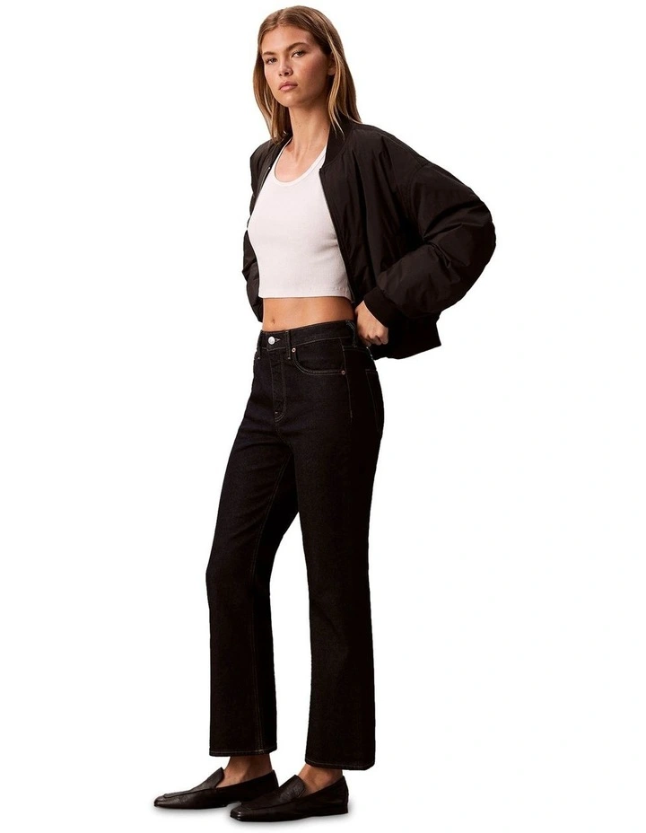 High Rise Crop Flare Jeans in Blue image 3