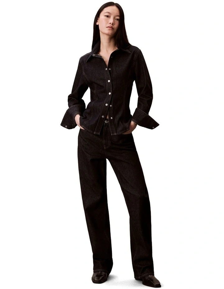 Ultra High Straight Bootcut Jeans in Black image 1