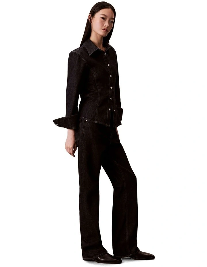 Ultra High Straight Bootcut Jeans in Black image 3