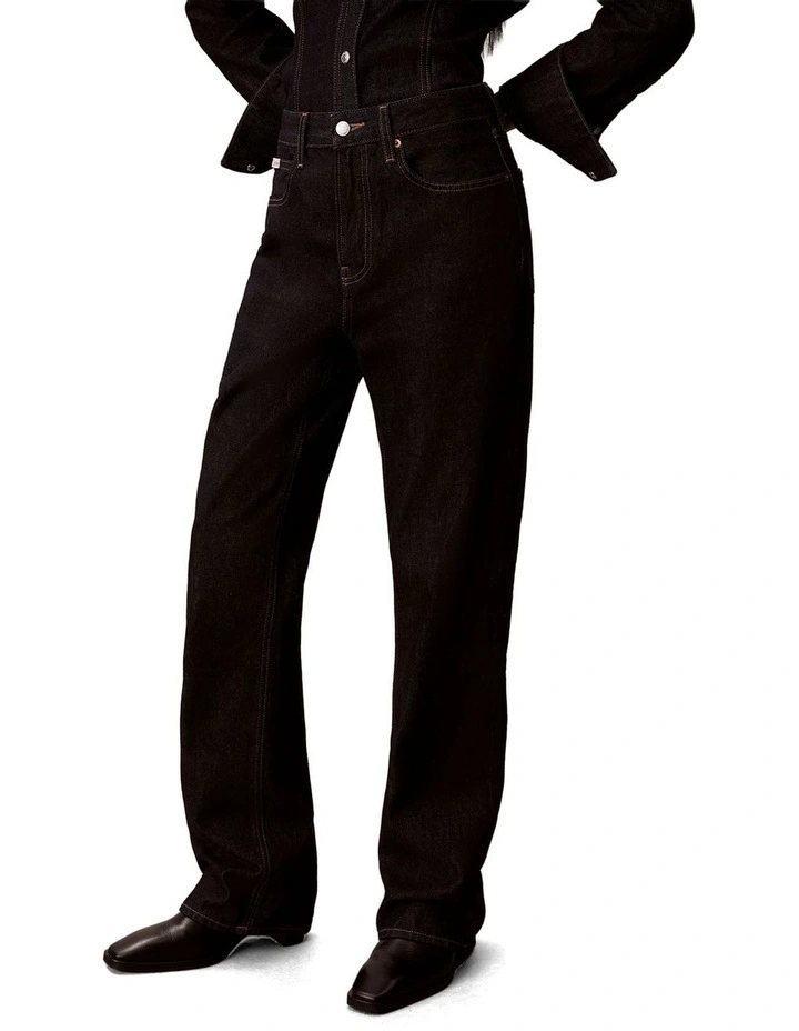 Ultra High Straight Bootcut Jeans in Black image 4