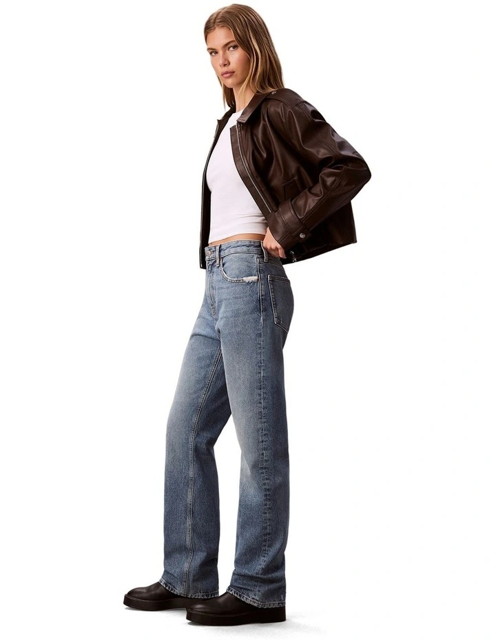 Ultra High Straight Bootcut Jeans in Blue image 3