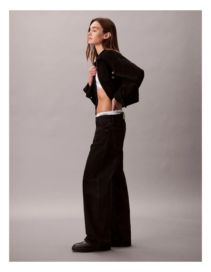 Low Rise Baggy Jeans in Soft Black image 3