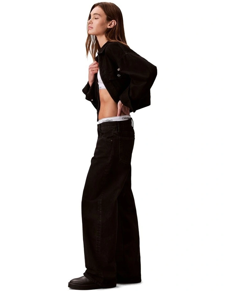 Low Rise Baggy Jeans in Soft Black image 3