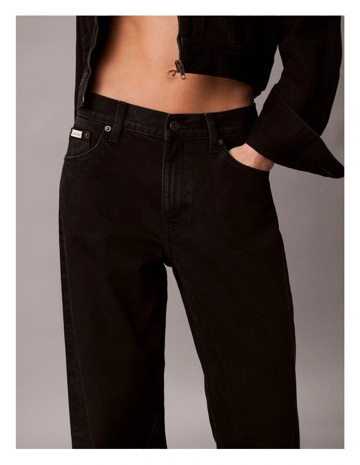 Low Rise Baggy Jeans in Soft Black image 5