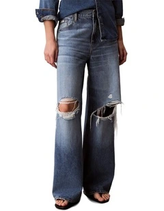 Low Rise Baggy Jean in Blue
