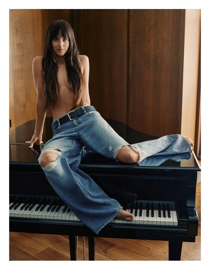 Low Rise Baggy Jean in Slashed Indigo image 6