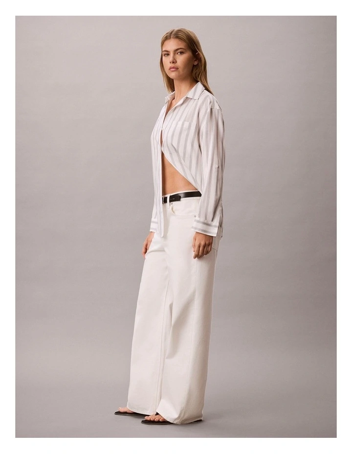 Low Rise Baggy Jeans in Chalk White image 3