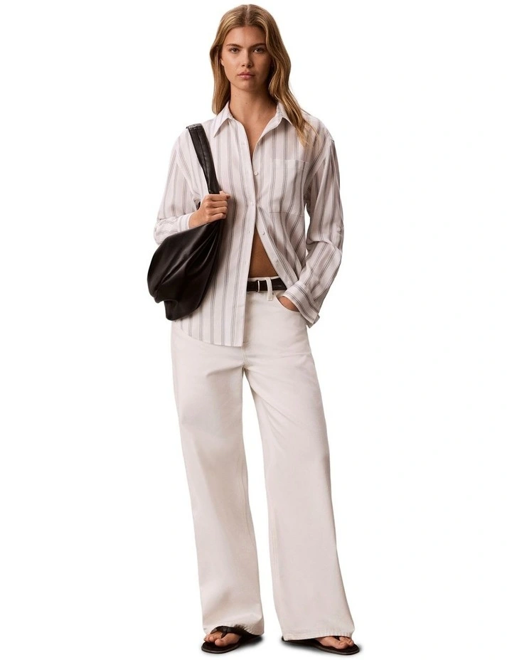 Low Rise Baggy Jeans in Chalk White image 5