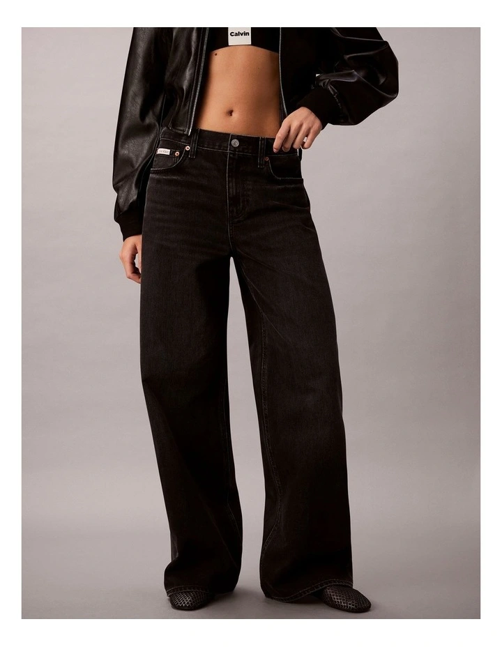 Calvin Klein Jeans Wide Leg Jeans in Evening Black image 4