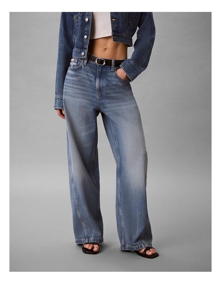 Twisted Seam Low Rise Baggy Jeans in Silverstone image 4