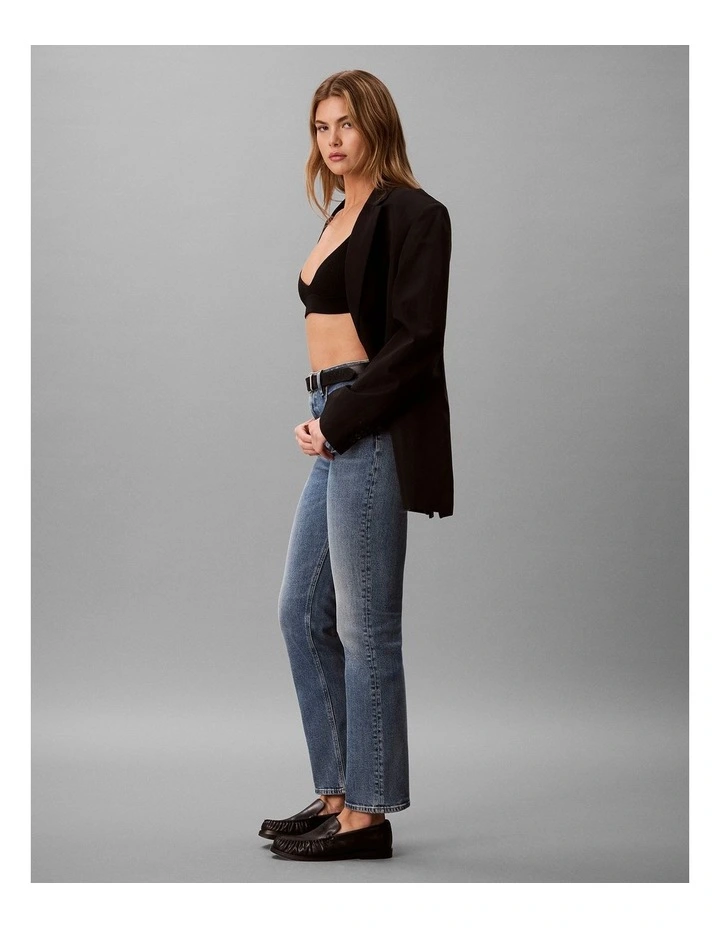 Calvin Klein Jeans High Rise Straight Jeans in Vintage Port image 3