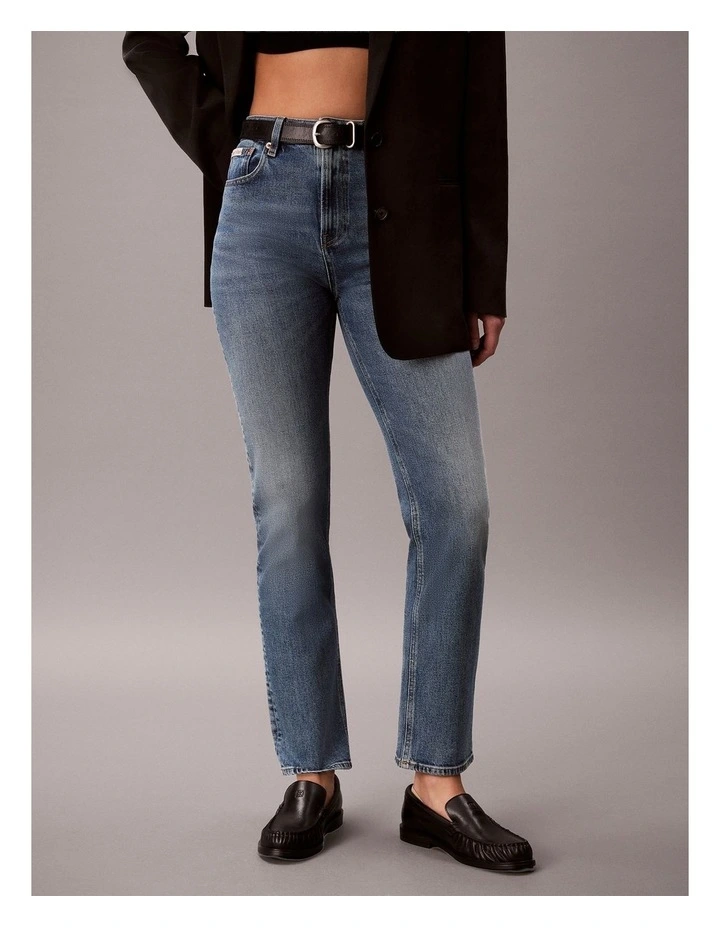 Calvin Klein Jeans High Rise Straight Jeans in Vintage Port image 4