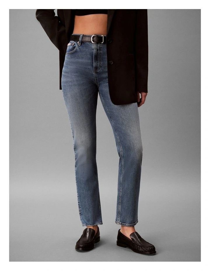 Calvin Klein Jeans High Rise Straight Jeans in Vintage Port image 4
