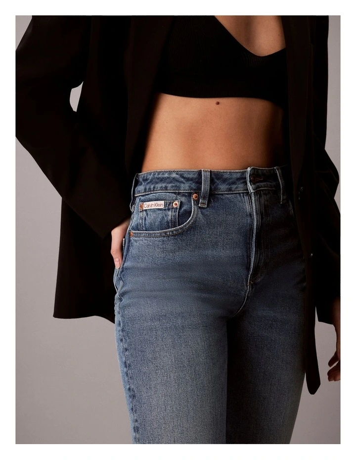 Calvin Klein Jeans High Rise Straight Jeans in Vintage Port image 5