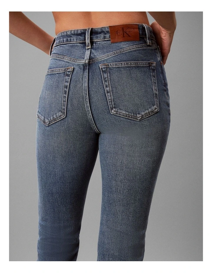Calvin Klein Jeans High Rise Straight Jeans in Vintage Port image 6
