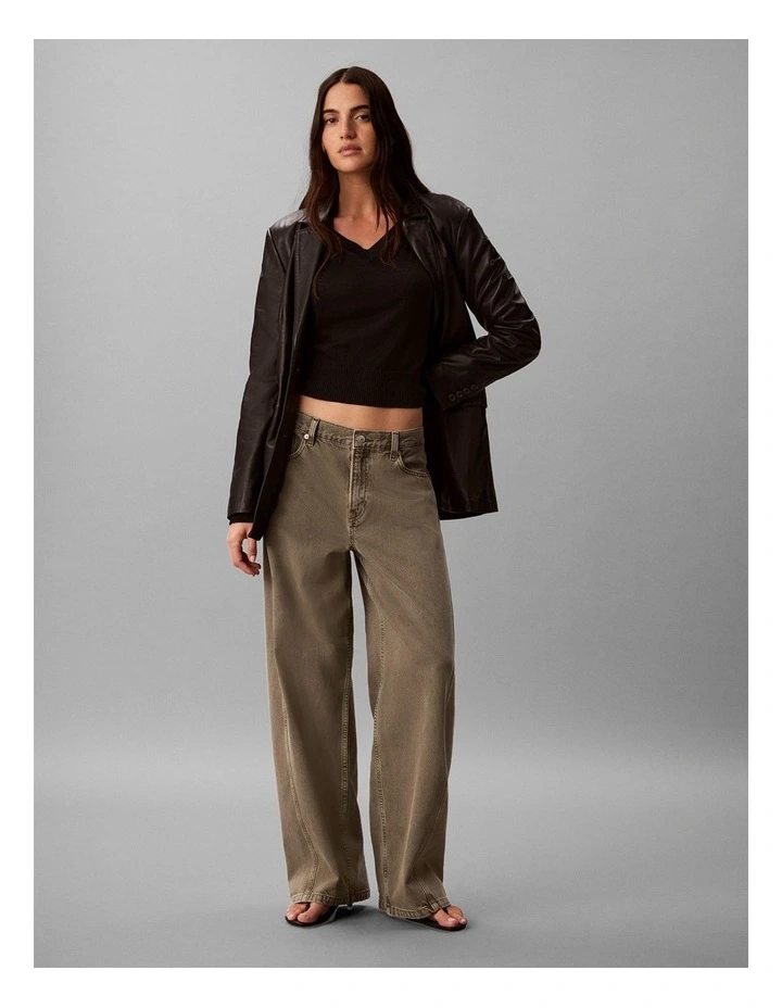 Twisted Low Rise Baggy Jeans in Faded Olive image 1