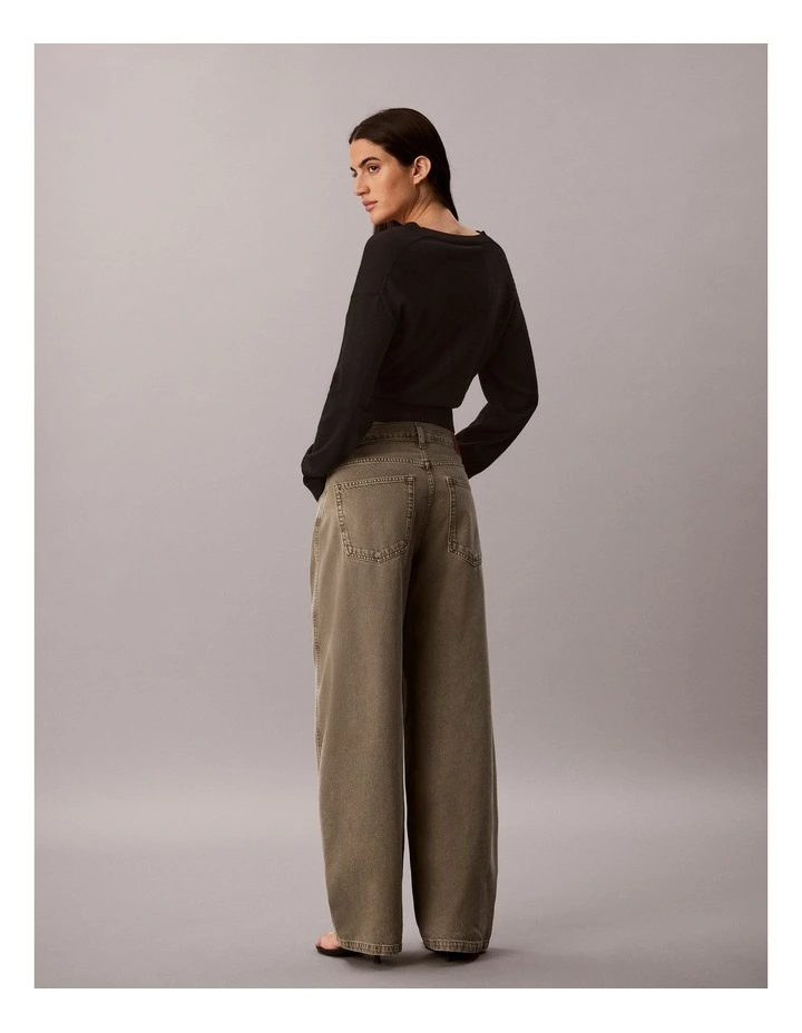 Twisted Low Rise Baggy Jeans in Faded Olive image 2