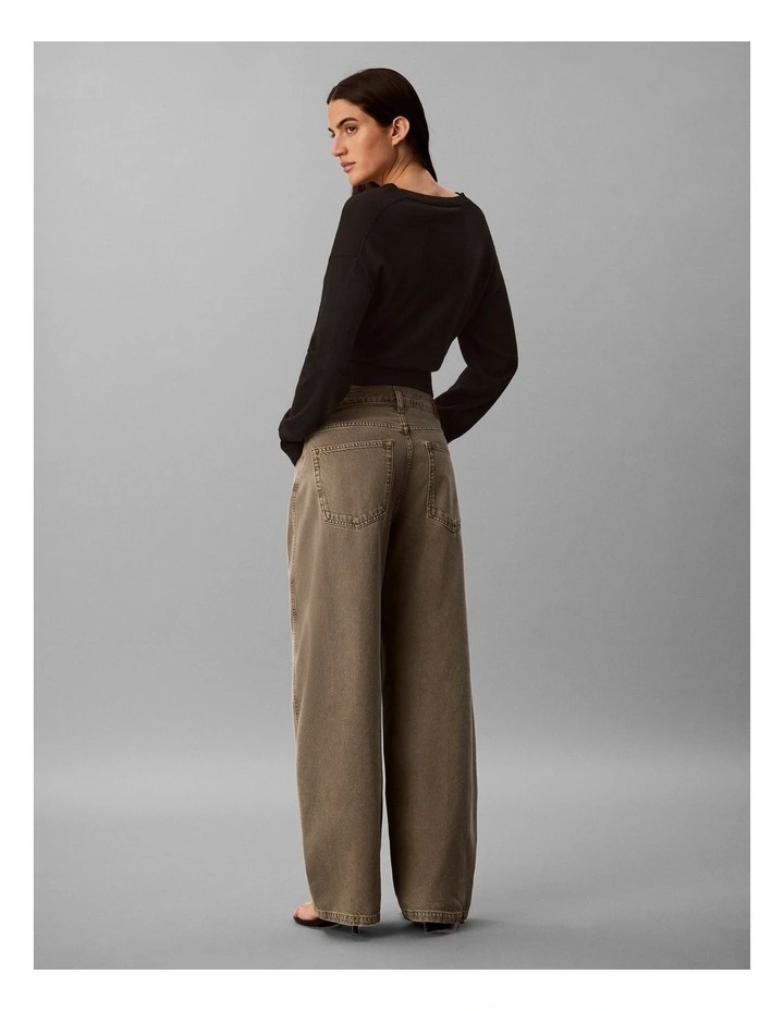 Twisted Low Rise Baggy Jeans in Faded Olive image 2