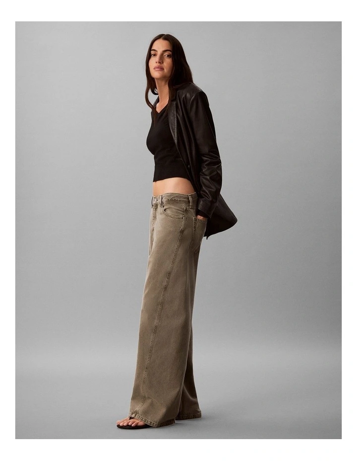 Twisted Low Rise Baggy Jeans in Faded Olive image 3
