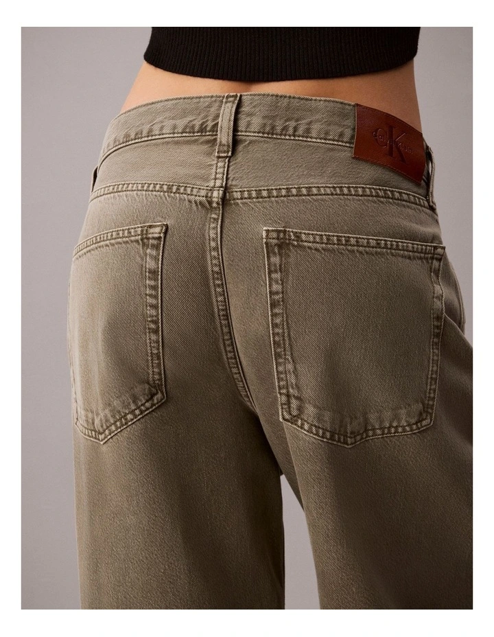 Twisted Low Rise Baggy Jeans in Faded Olive image 5
