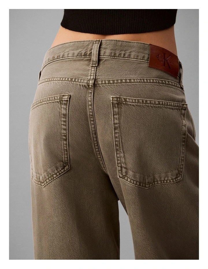 Twisted Low Rise Baggy Jeans in Faded Olive image 5