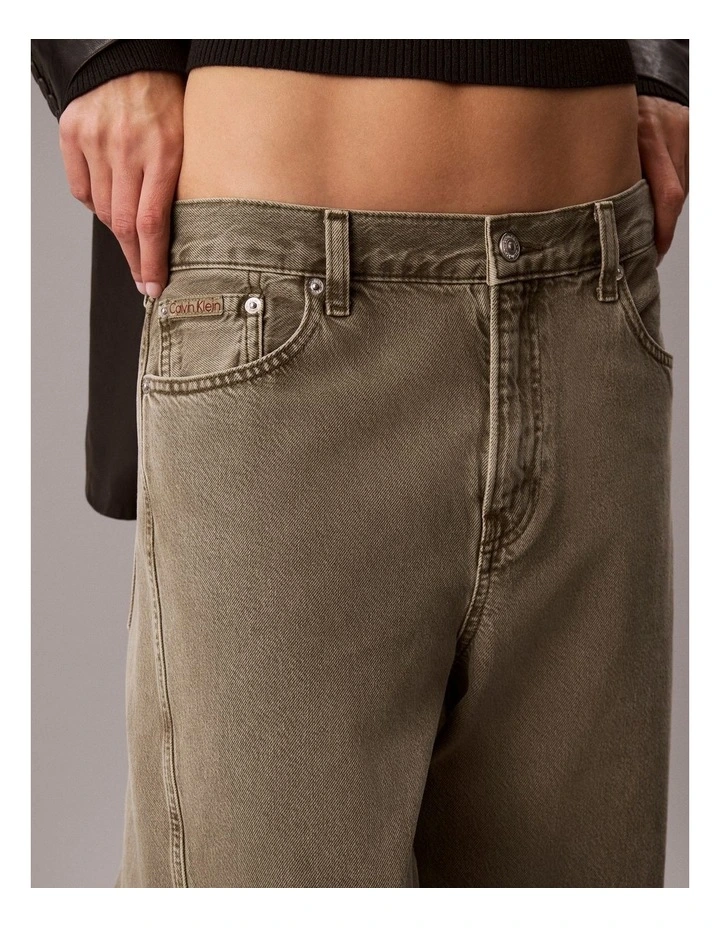 Twisted Low Rise Baggy Jeans in Faded Olive image 6