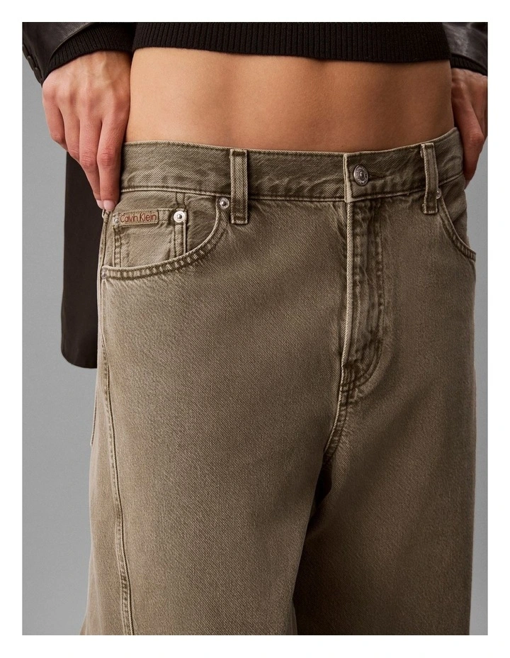 Twisted Low Rise Baggy Jeans in Faded Olive image 6