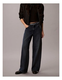 Twisted Low Rise Baggy Jeans in Blue Alaska
