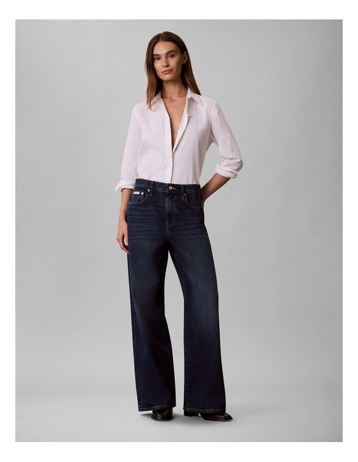 Relaxed Wide Leg Jeans in Merlot Blue image 1