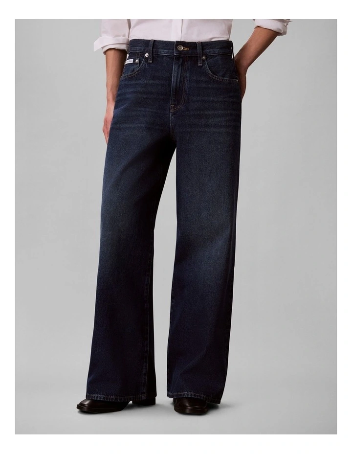 Relaxed Wide Leg Jeans in Merlot Blue image 4