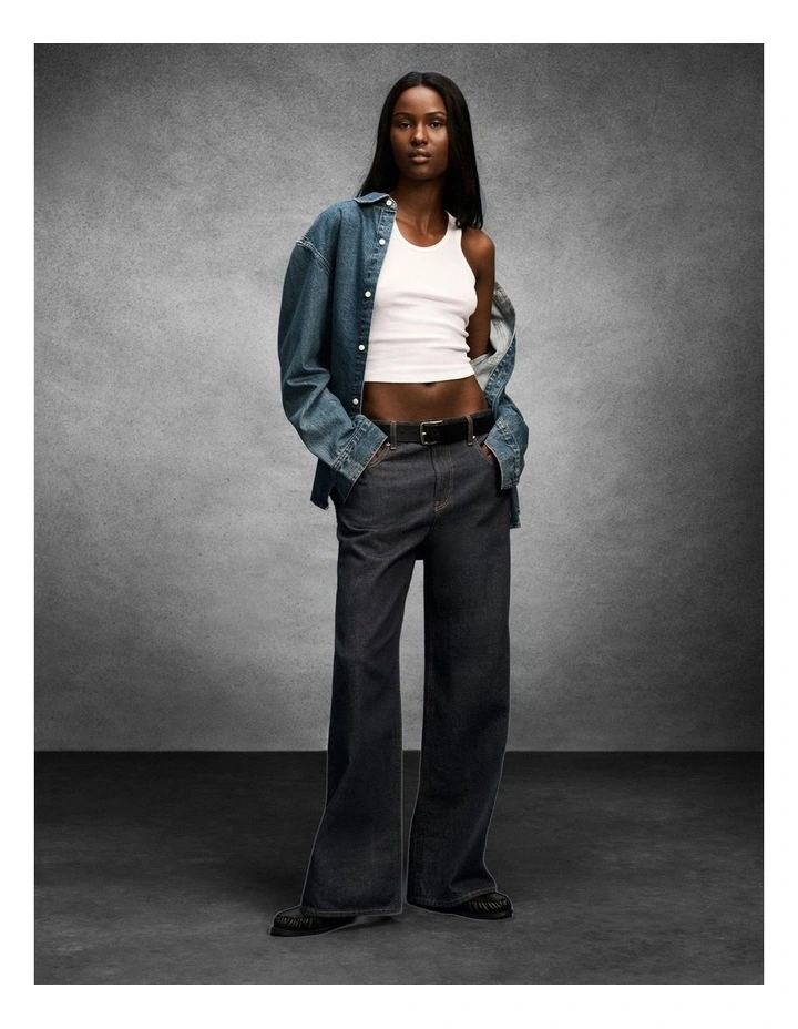 Low Rise Baggy Jeans in Iconic Indigo image 5