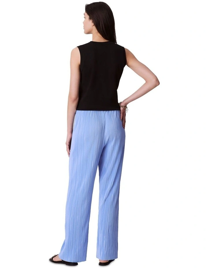 Plisse Pull On Pant in Moderate Blue image 2
