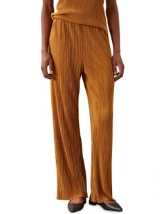 Plisse Pull On Pant in Yellow
