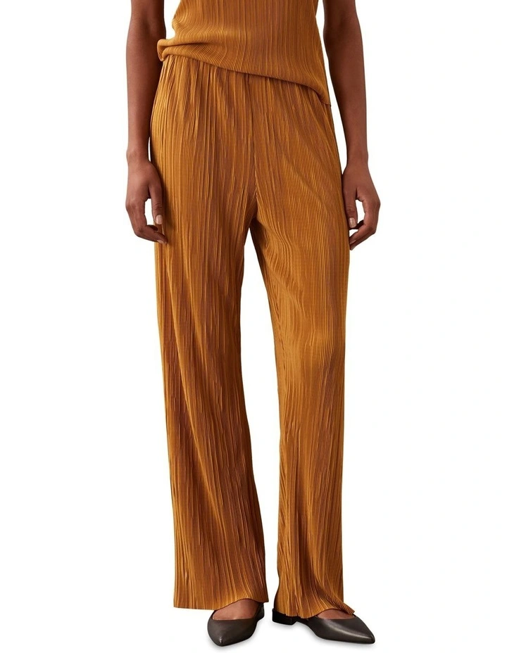Plisse Pull On Pant in Yellow image 1