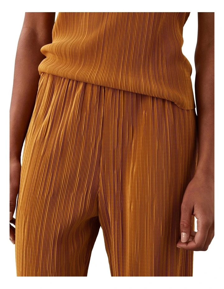 Plisse Pull On Pant in Yellow image 4
