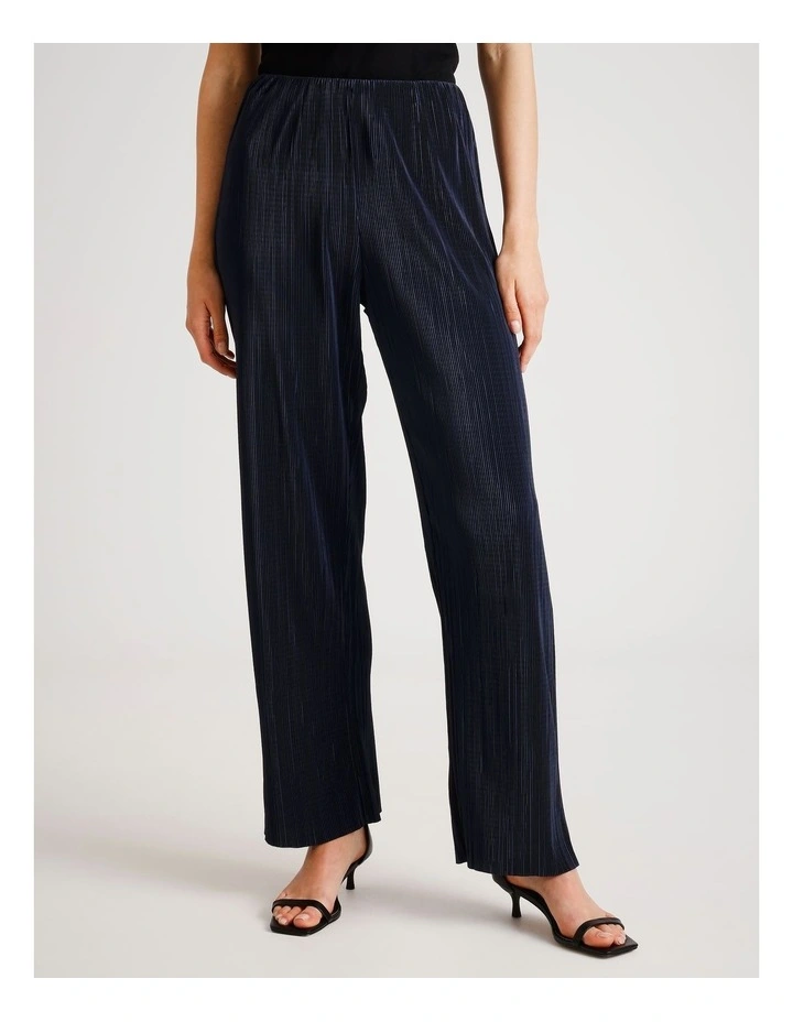 Plisse Pull On Pant in Blue image 1