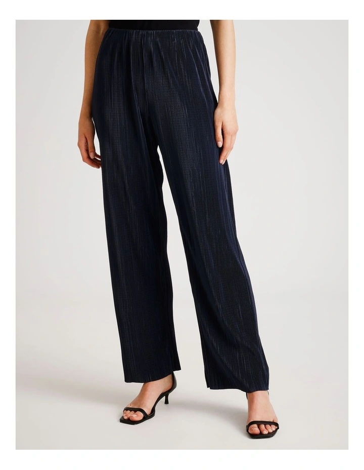 Plisse Pull On Pant in Blue image 3