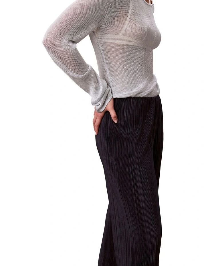 Plisse Pull On Pant in Blue image 5