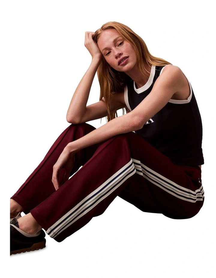 High Shine French Terry Track Pant in Red image 4