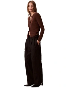 Stretch Chino Adjustable Wide Leg Pant in Black