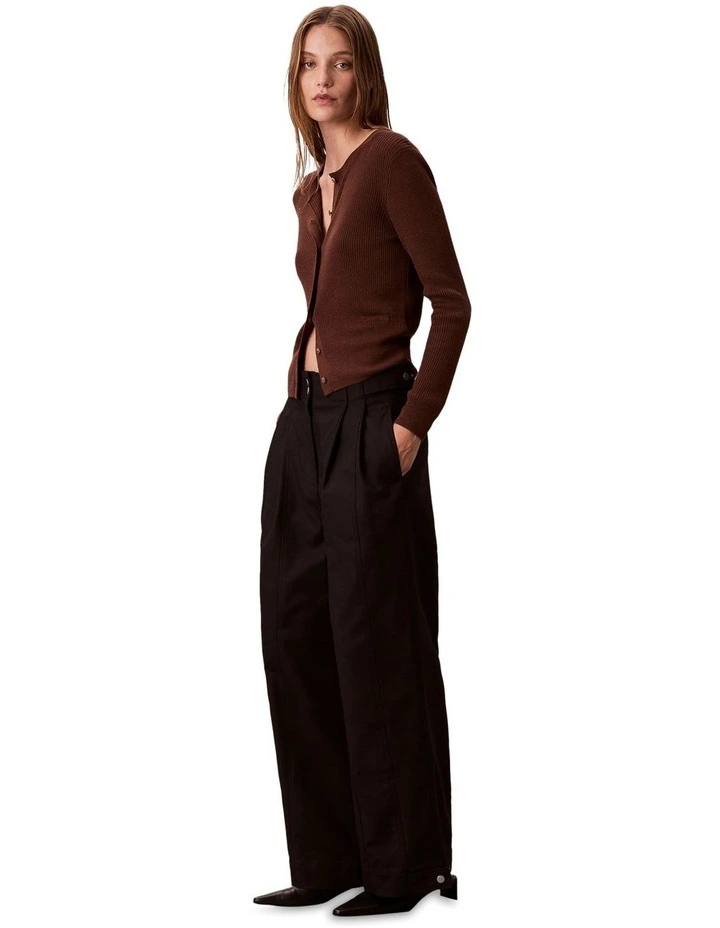 Stretch Chino Adjustable Wide Leg Pant in Black image 1
