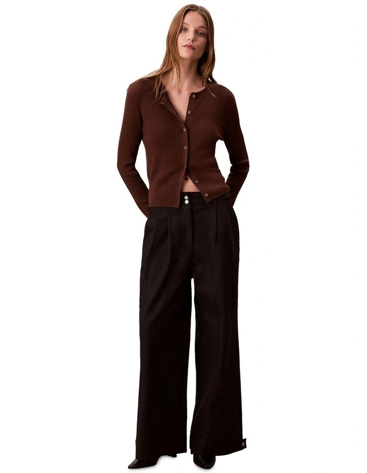 Stretch Chino Adjustable Wide Leg Pant in Black image 1