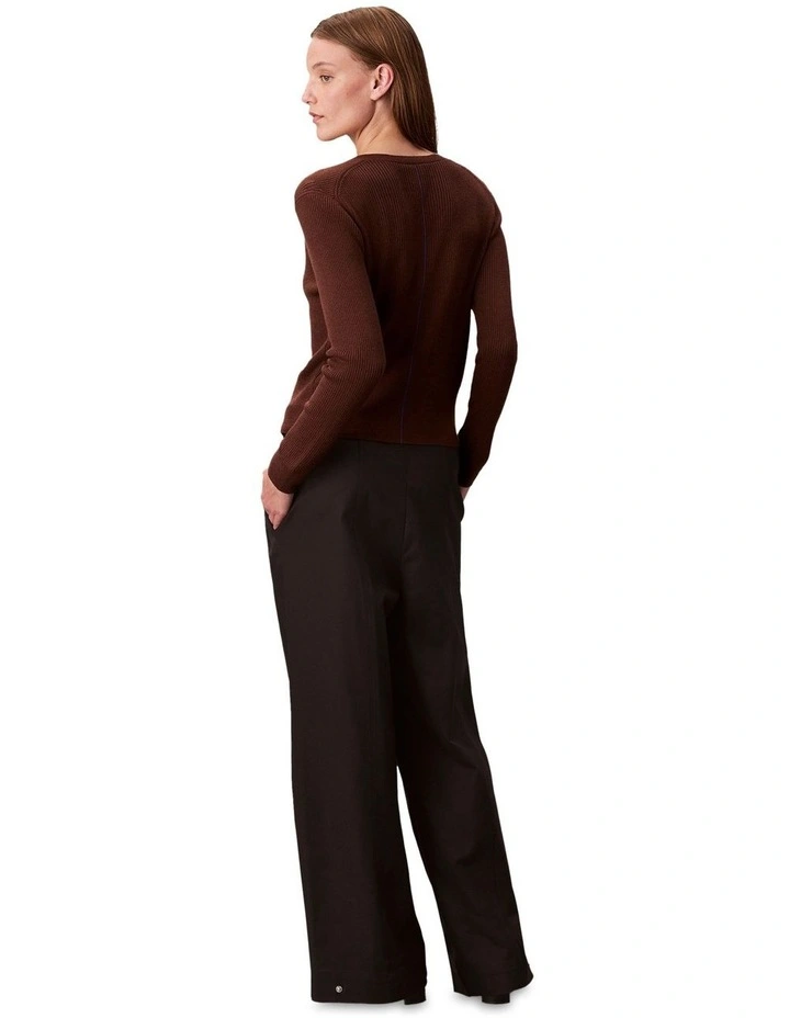 Stretch Chino Adjustable Wide Leg Pant in Black image 2