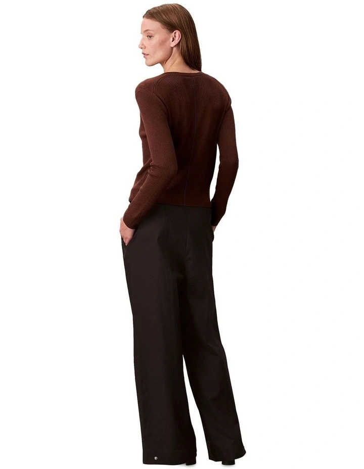 Stretch Chino Adjustable Wide Leg Pant in Black image 2