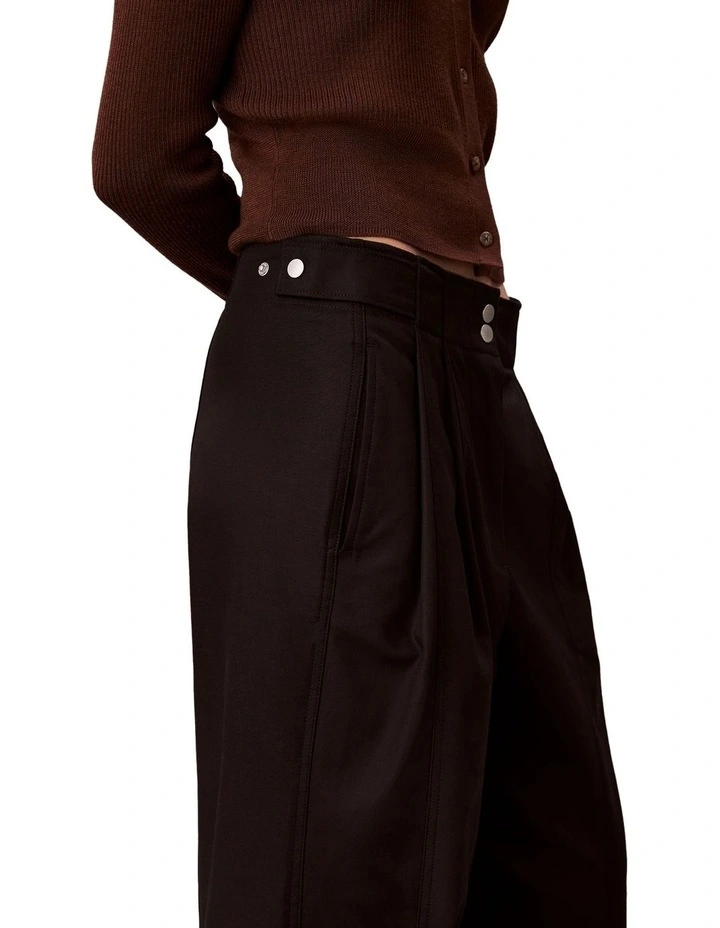 Stretch Chino Adjustable Wide Leg Pant in Black image 3
